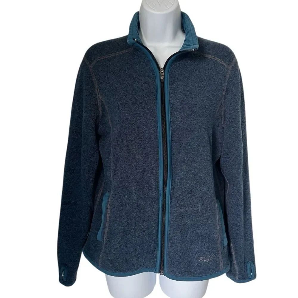 KUHL Blue Women Full Zip Fleece Softshell Outdoor Hiking Sweater Jacket M
